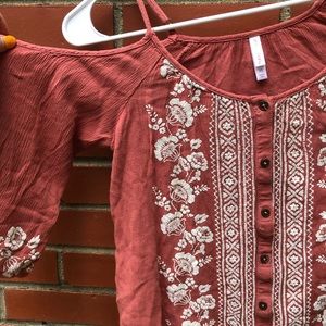 Cold Shoulder Burnt Orange Blouse size XS